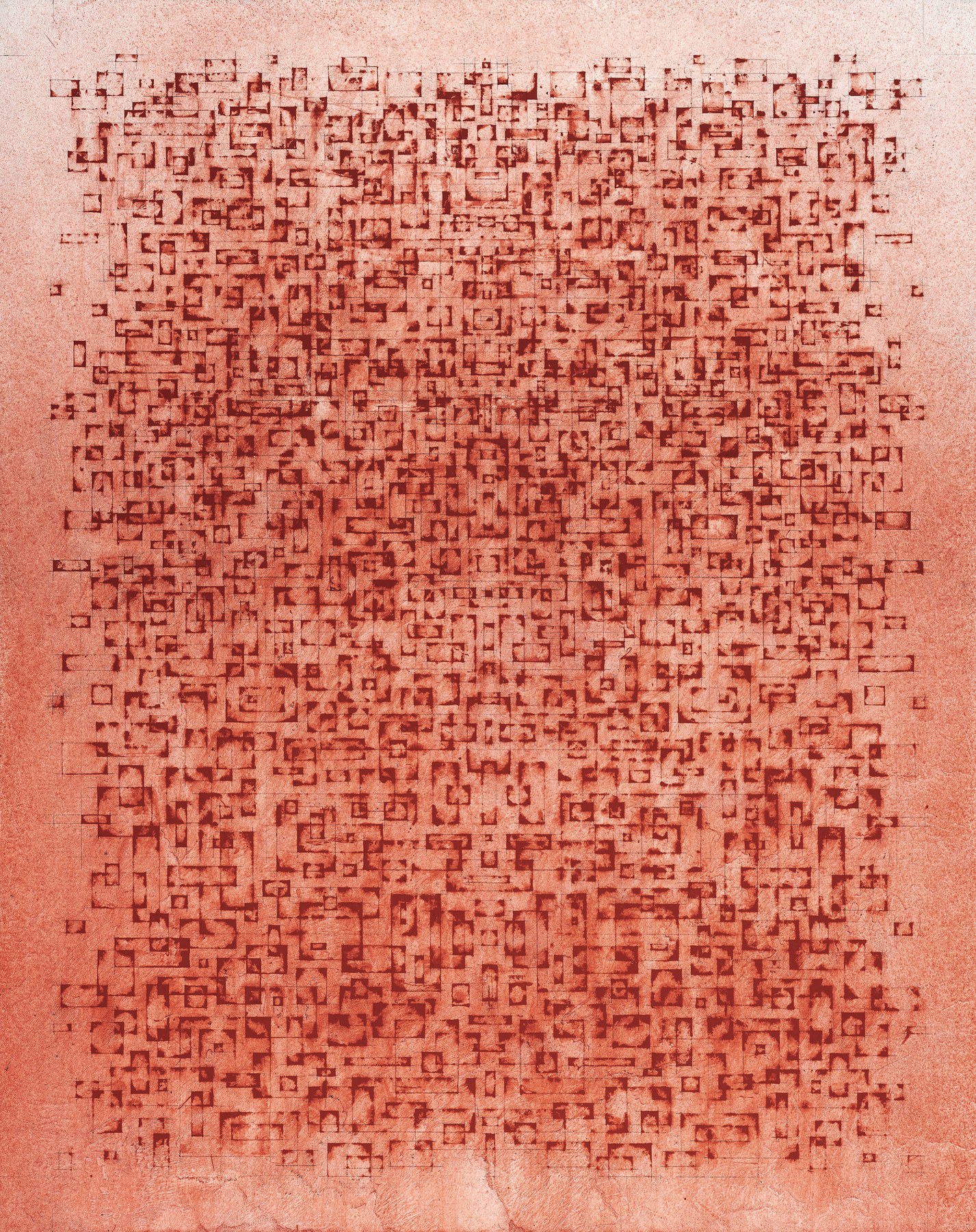 Dustin Smith — Razed in Red — acrylic & graphite on panel